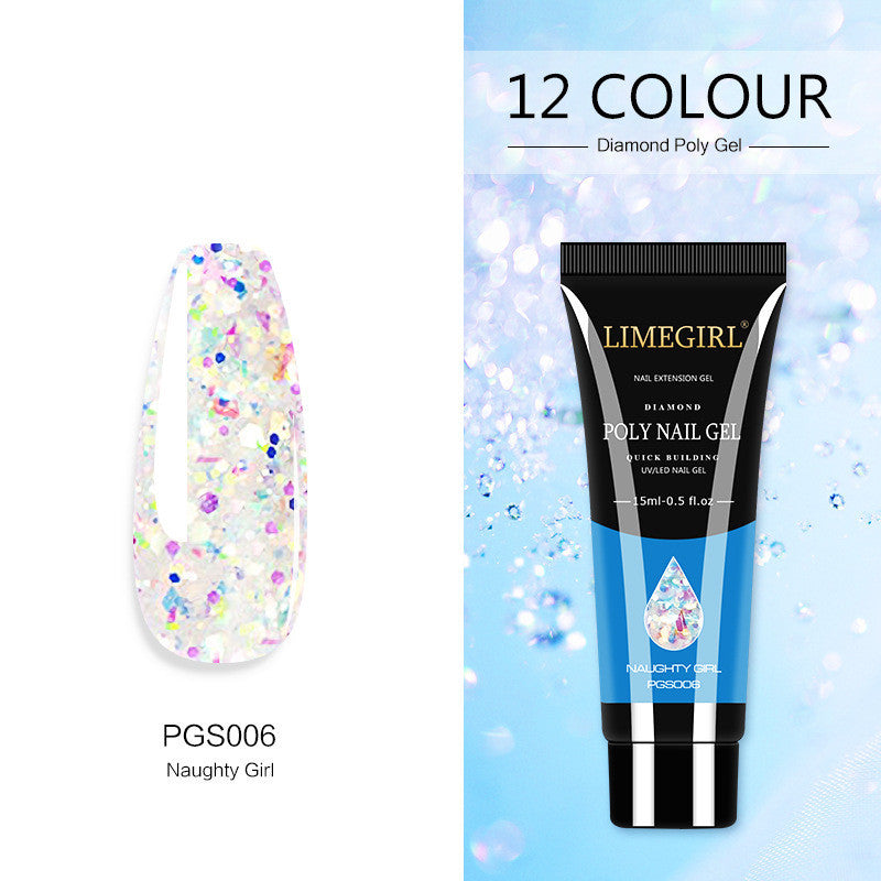 Beautiful, playful, summer colors- polygel, builder gel, Painless And Quick Extension Glitter gel for sculpting nails