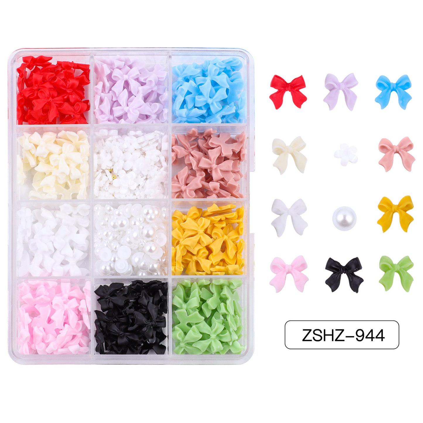 Ribbon Bow Tie Christmas Resin Bow Nail Ornament Mixed Set Box