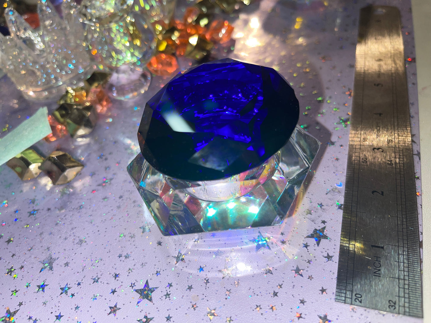 Large 3 inch halographic Monomer Dappen Dish with crystal lid