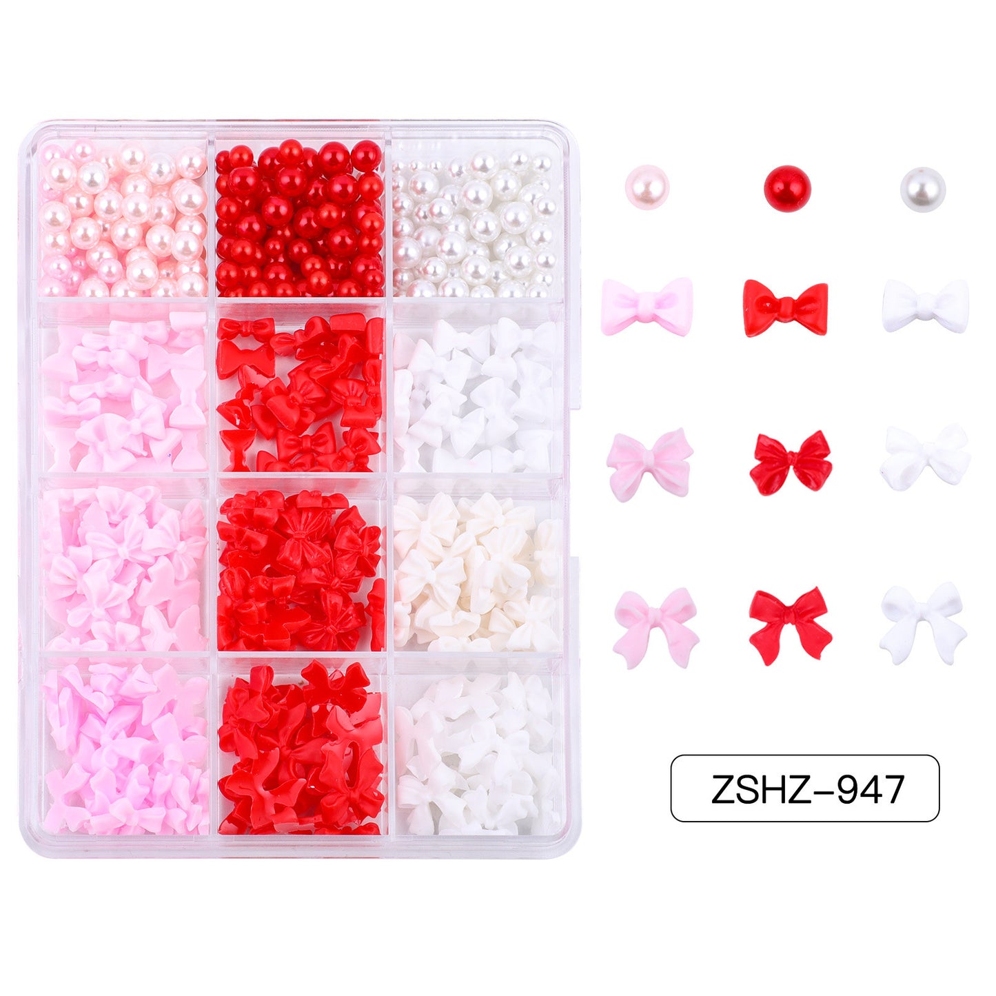 Ribbon Bow Tie Christmas Resin Bow Nail Ornament Mixed Set Box