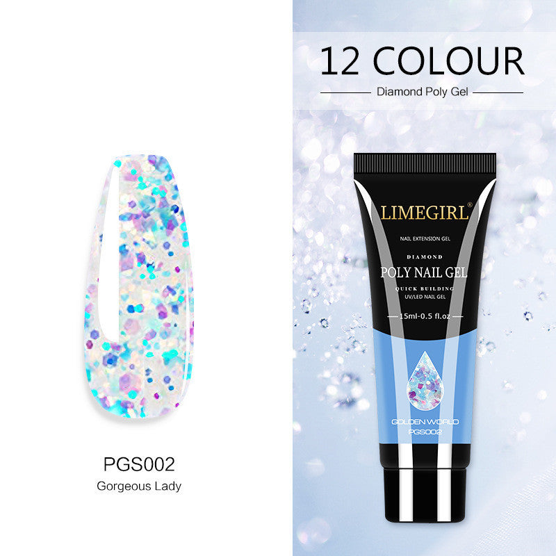 Beautiful, playful, summer colors- polygel, builder gel, Painless And Quick Extension Glitter gel for sculpting nails