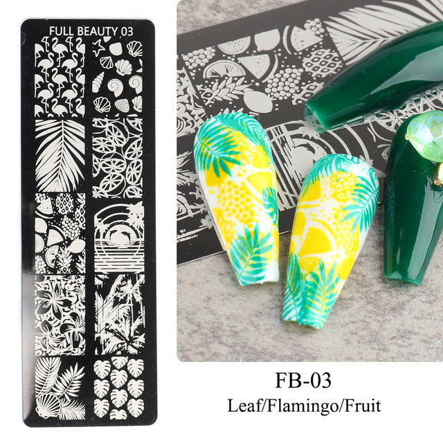 Nail Art-stamping transfer plate- Summertime Love Natural Flowers Ocean Pattern