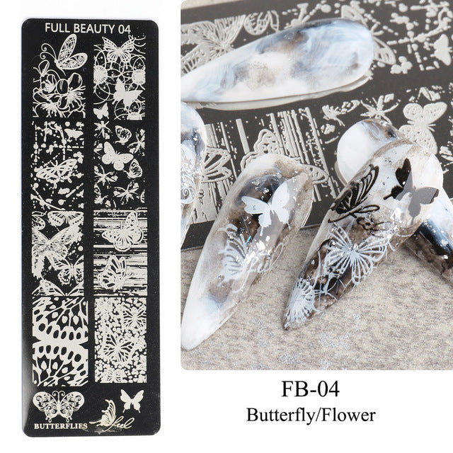 Nail Art-stamping transfer plate- Summertime Love Natural Flowers Ocean Pattern