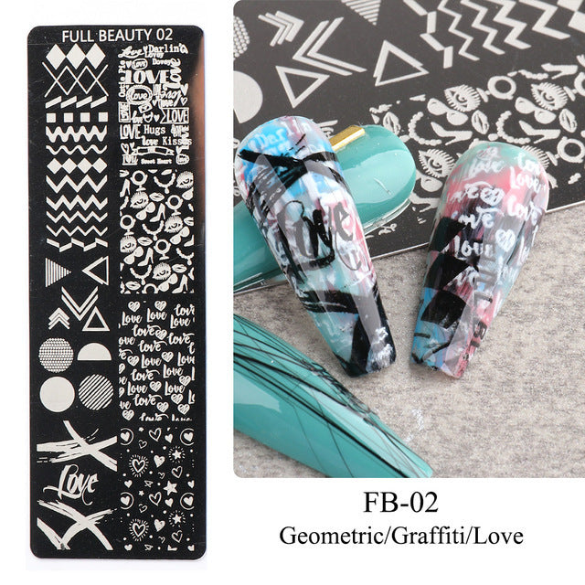 Nail Art-stamping transfer plate- Summertime Love Natural Flowers Ocean Pattern