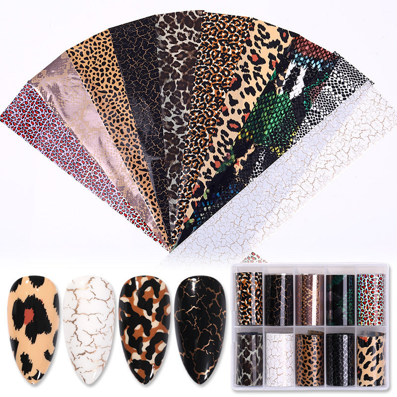 Nail Art Foils set of 10 in clear protective case