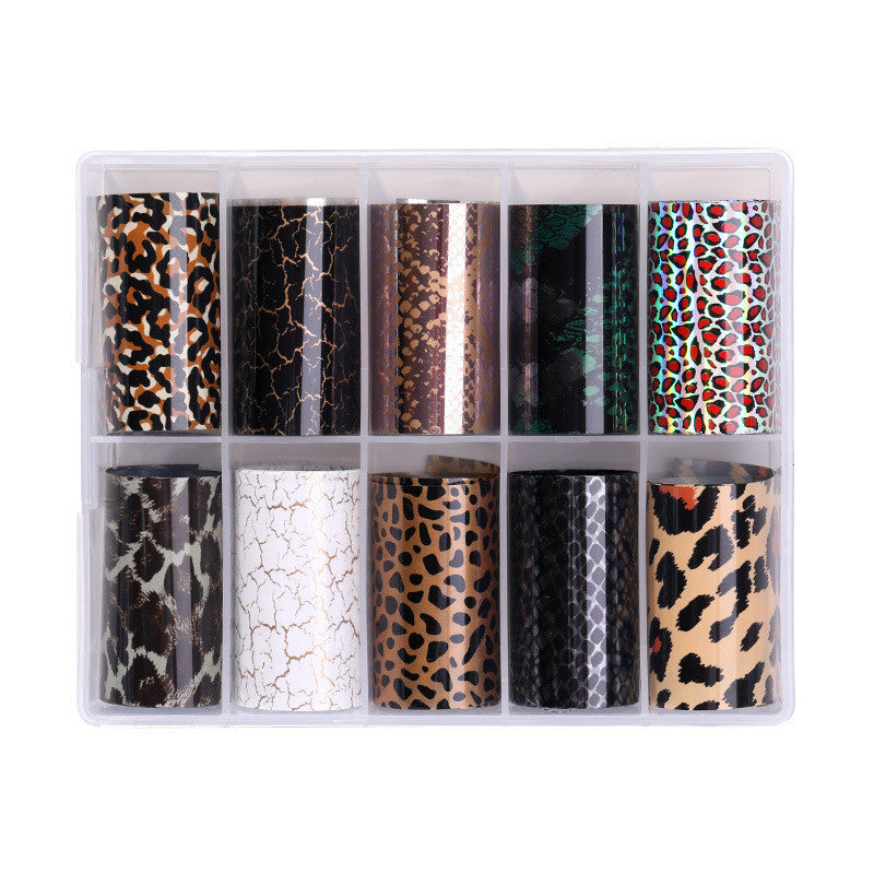 Nail Art Foils set of 10 in clear protective case