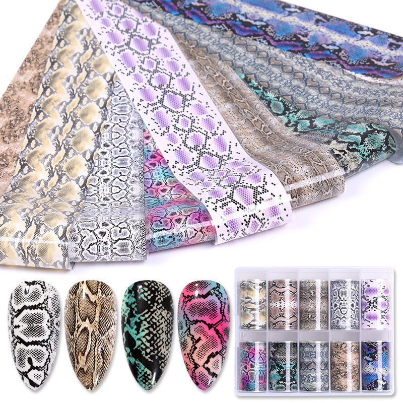 Nail Art Foils set of 10 in clear protective case