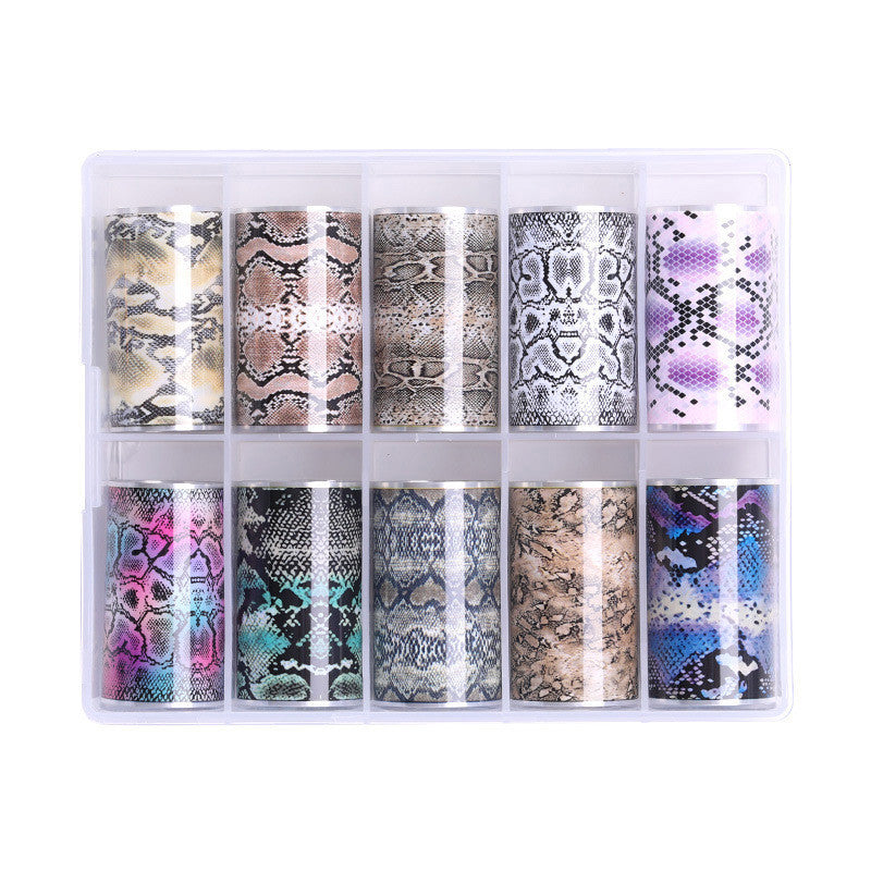 Nail Art Foils set of 10 in clear protective case