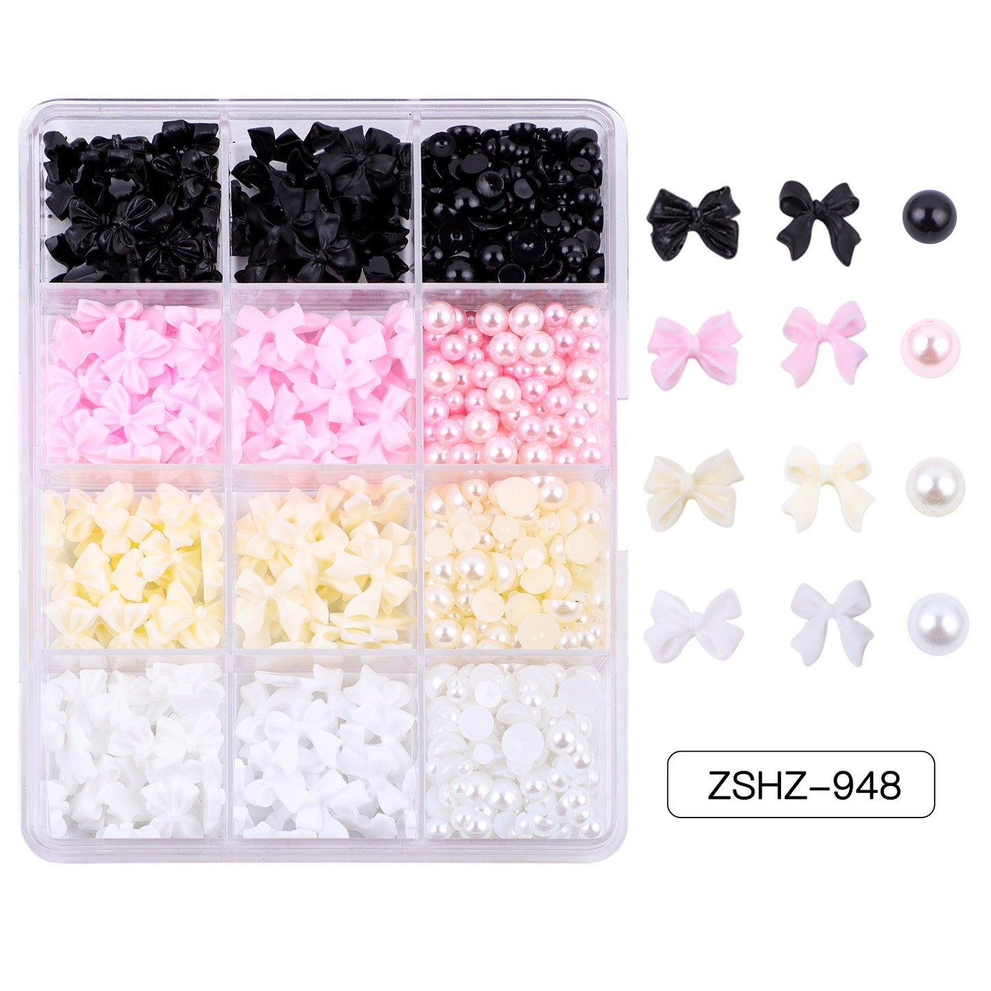 Ribbon Bow Tie Christmas Resin Bow Nail Ornament Mixed Set Box