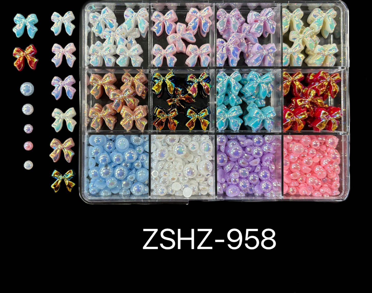 Ribbon Bow Tie Christmas Resin Bow Nail Ornament Mixed Set Box
