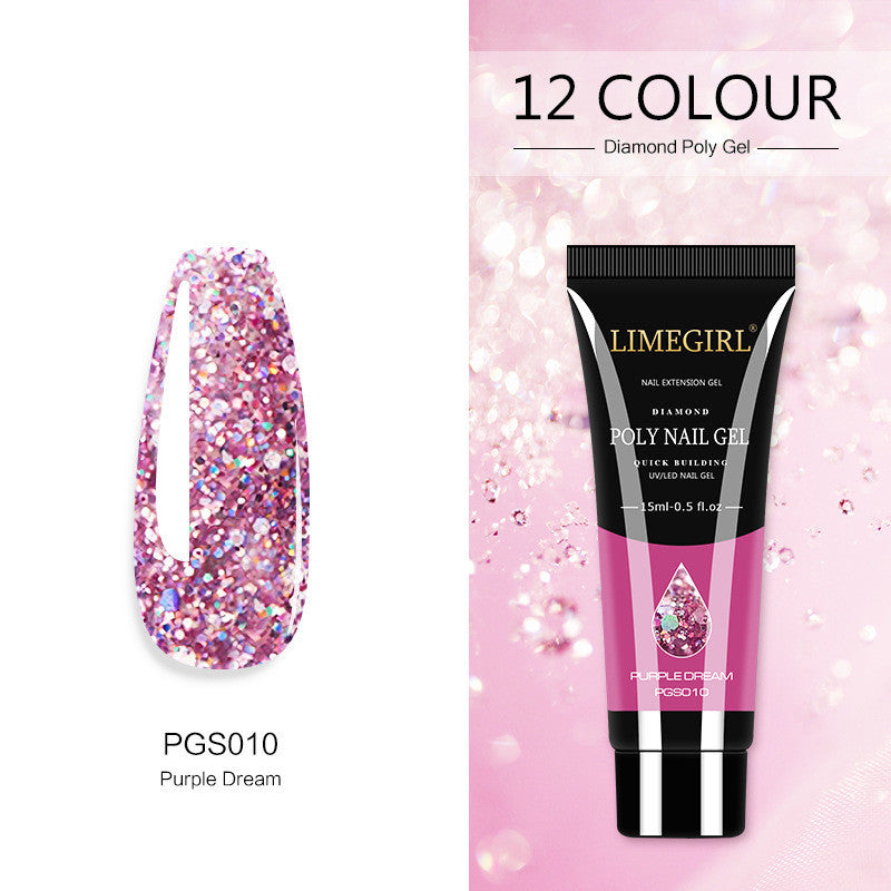 Beautiful, playful, summer colors- polygel, builder gel, Painless And Quick Extension Glitter gel for sculpting nails