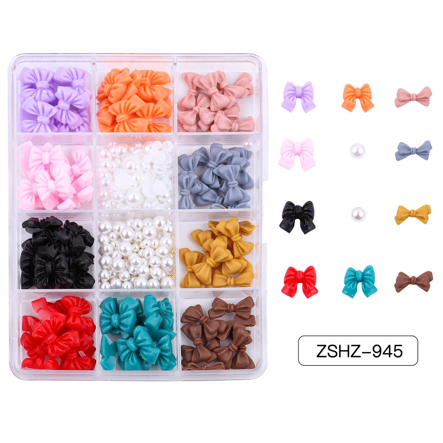 Ribbon Bow Tie Christmas Resin Bow Nail Ornament Mixed Set Box