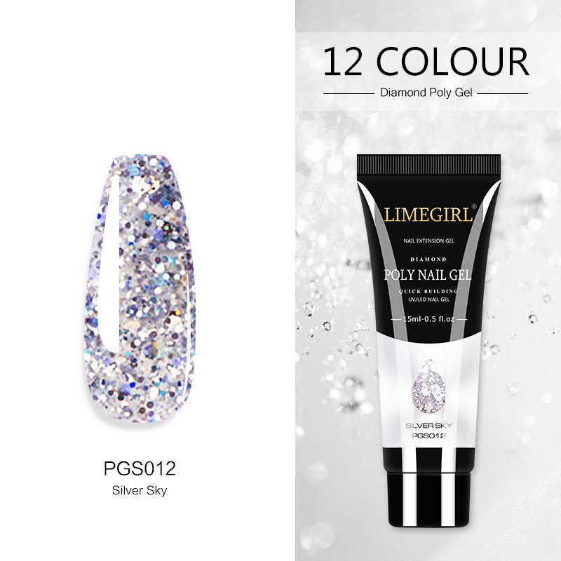Beautiful, playful, summer colors- polygel, builder gel, Painless And Quick Extension Glitter gel for sculpting nails