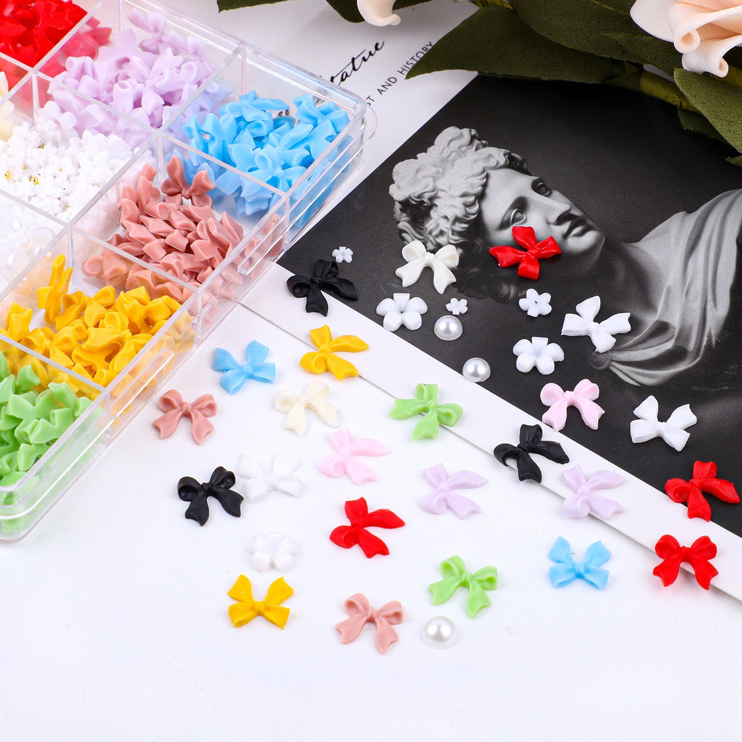 Ribbon Bow Tie Christmas Resin Bow Nail Ornament Mixed Set Box