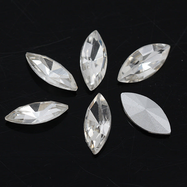 Horse Eye Crystal Pointed Glass Silver Bottom Loose Diamond