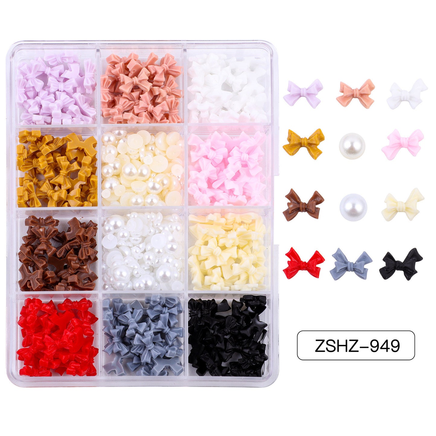 Ribbon Bow Tie Christmas Resin Bow Nail Ornament Mixed Set Box