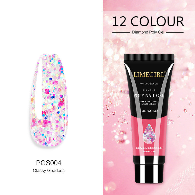 Beautiful, playful, summer colors- polygel, builder gel, Painless And Quick Extension Glitter gel for sculpting nails