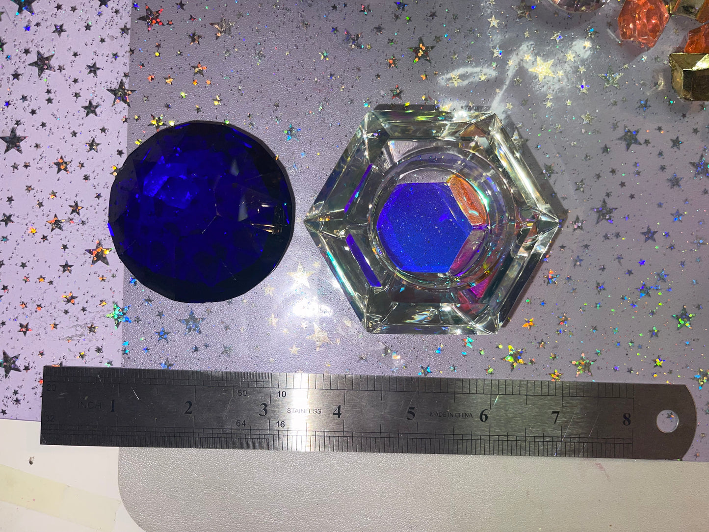 Large 3 inch halographic Monomer Dappen Dish with crystal lid