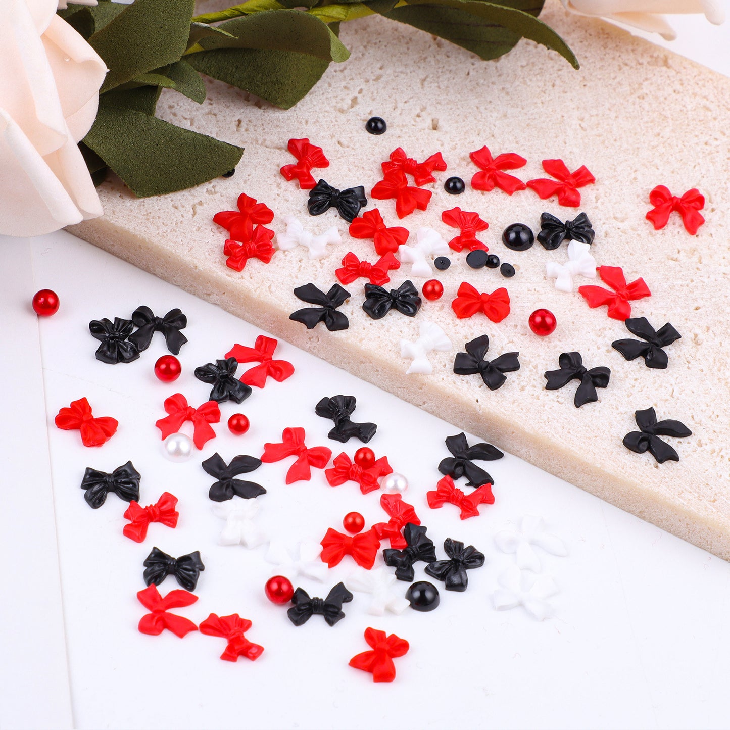 Ribbon Bow Tie Christmas Resin Bow Nail Ornament Mixed Set Box