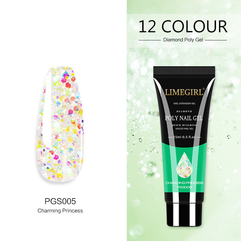 Beautiful, playful, summer colors- polygel, builder gel, Painless And Quick Extension Glitter gel for sculpting nails