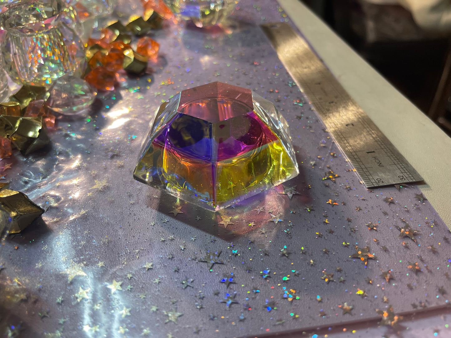 Large 3 inch halographic Monomer Dappen Dish with crystal lid