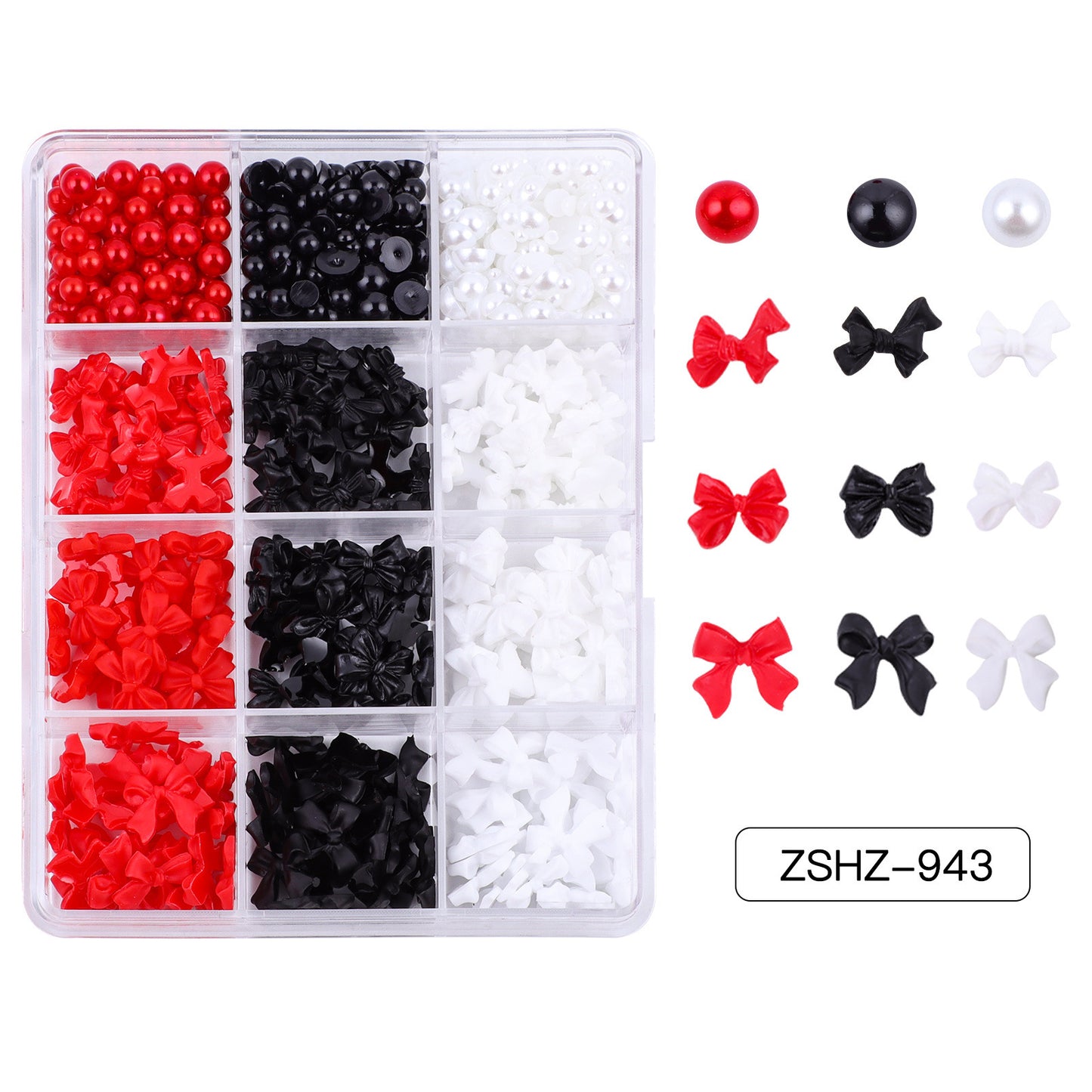 Ribbon Bow Tie Christmas Resin Bow Nail Ornament Mixed Set Box