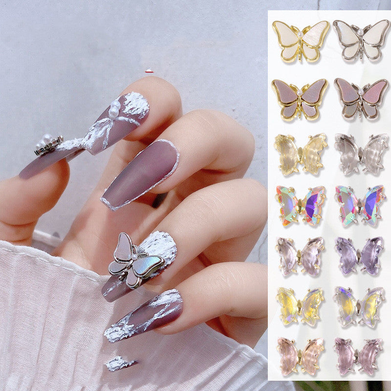 NAIL BUTTERFLY GEMS, NAIL DECOR, BLING, 6 PIECE SET!