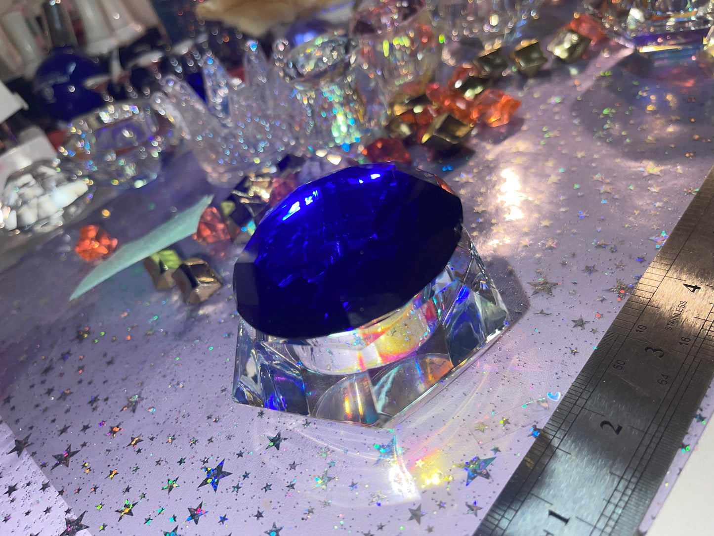 Large 3 inch halographic Monomer Dappen Dish with crystal lid