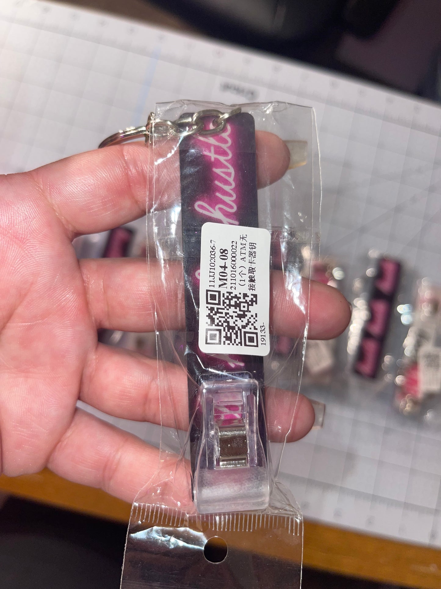 Long Nail keychain “card grabber”