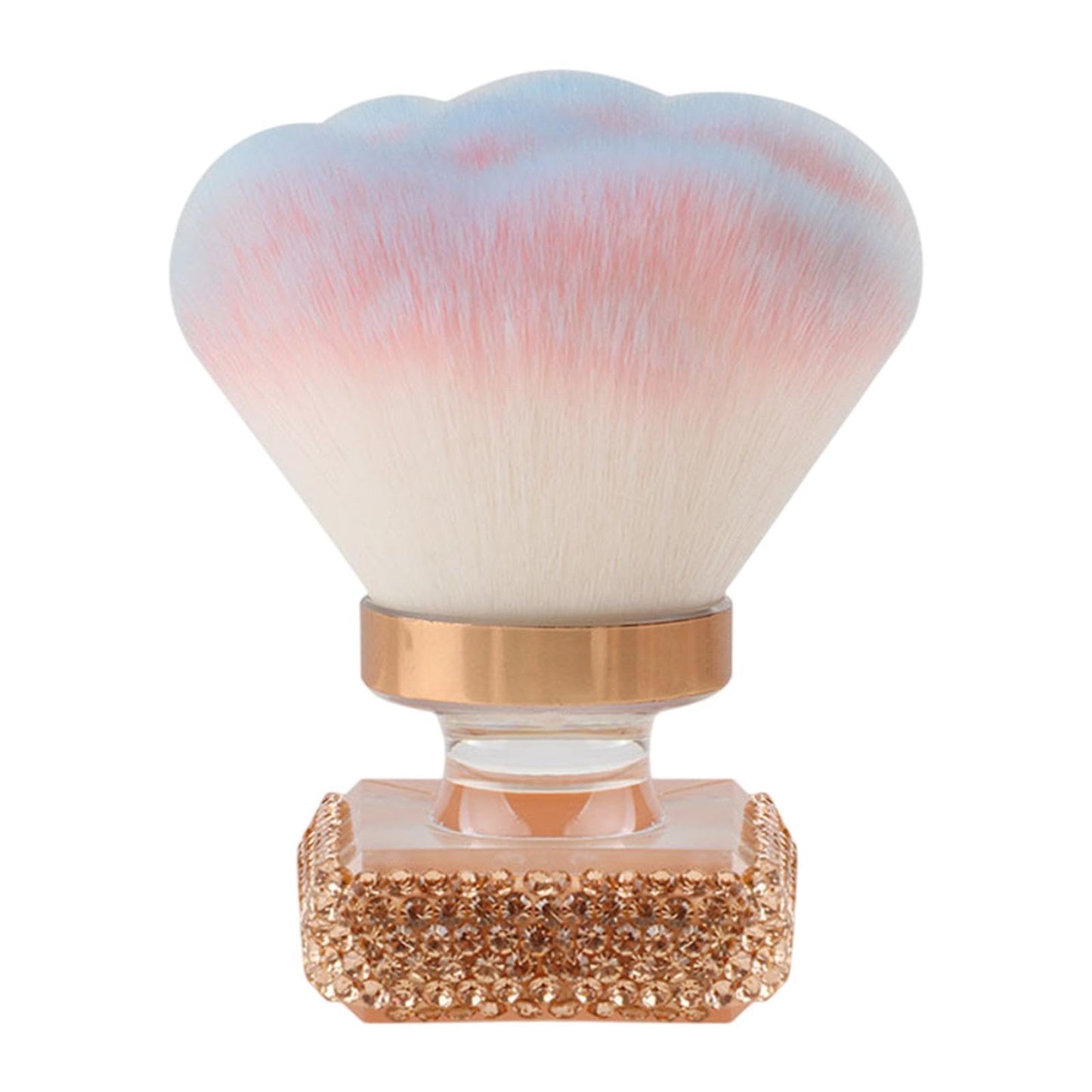 SQUARE HANDLED DIAMOND ENCRUSTED NAIL DUST BRUSH IN PINK/LIGHT BLUE