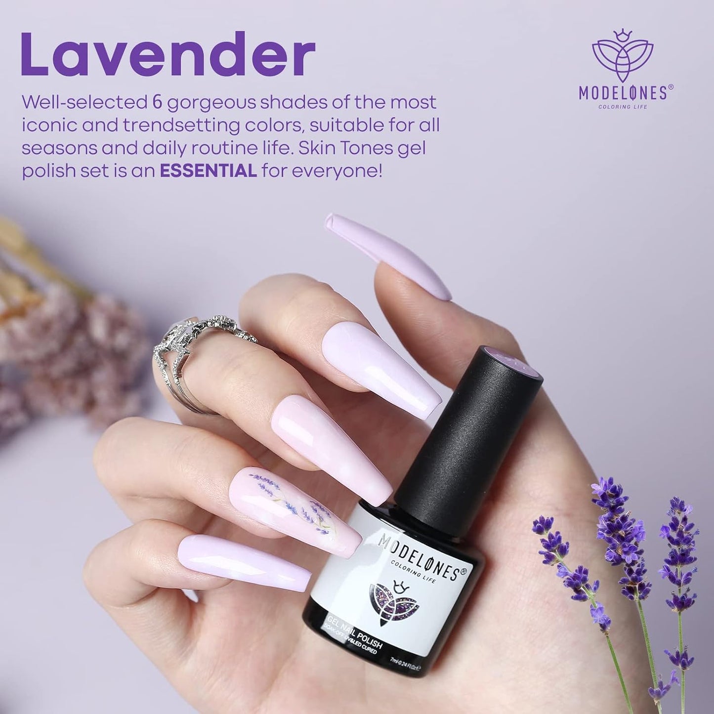 6 piece Gel Nail Polish Set in beautiful purple colors!