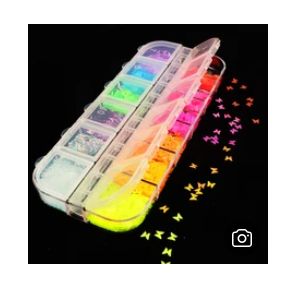 Beautiful trendy NEON Nail bling, sequins, confetti! 12 grids of NEON sequins in various designs!