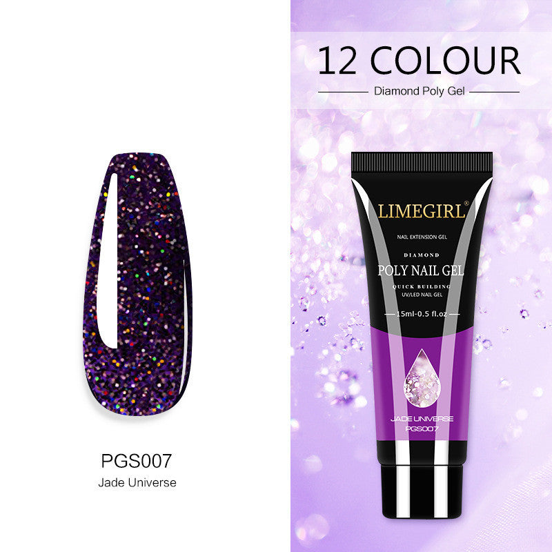 Beautiful, playful, summer colors- polygel, builder gel, Painless And Quick Extension Glitter gel for sculpting nails