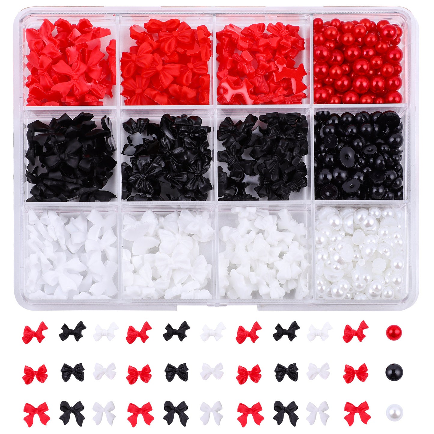 Ribbon Bow Tie Christmas Resin Bow Nail Ornament Mixed Set Box
