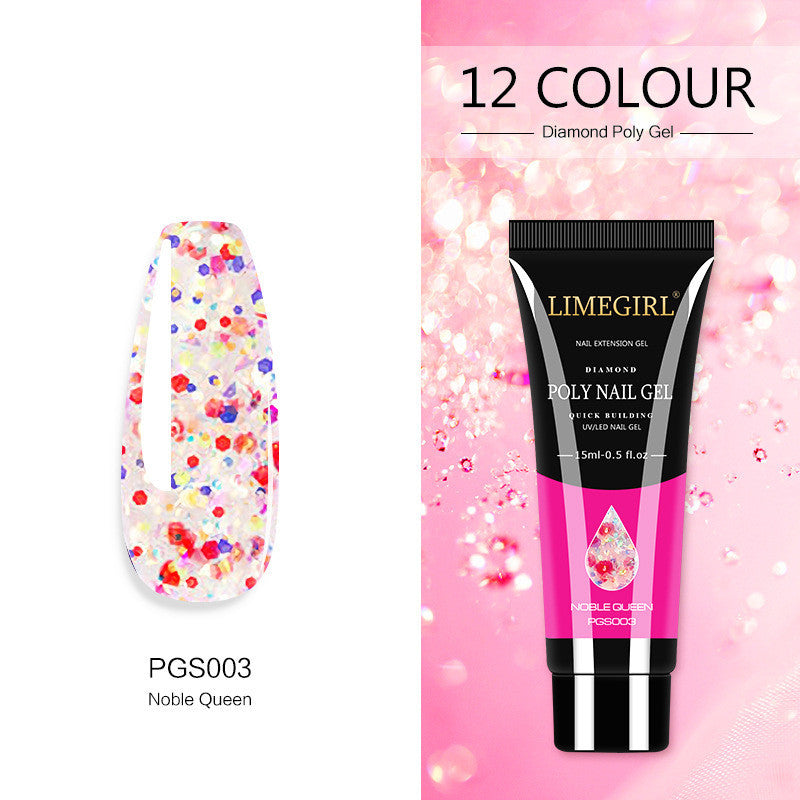 Beautiful, playful, summer colors- polygel, builder gel, Painless And Quick Extension Glitter gel for sculpting nails