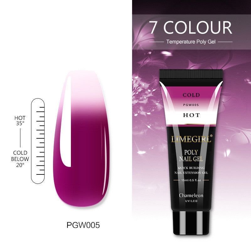 NAIL EXTENSION POLYGELS IN 7 COLORS TO CHOOSE FROM, CURE IN LAMP, ODORLESS, SAFER THAN ACRYLIC