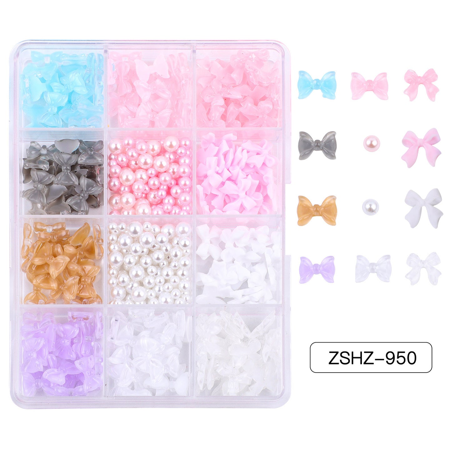 Ribbon Bow Tie Christmas Resin Bow Nail Ornament Mixed Set Box