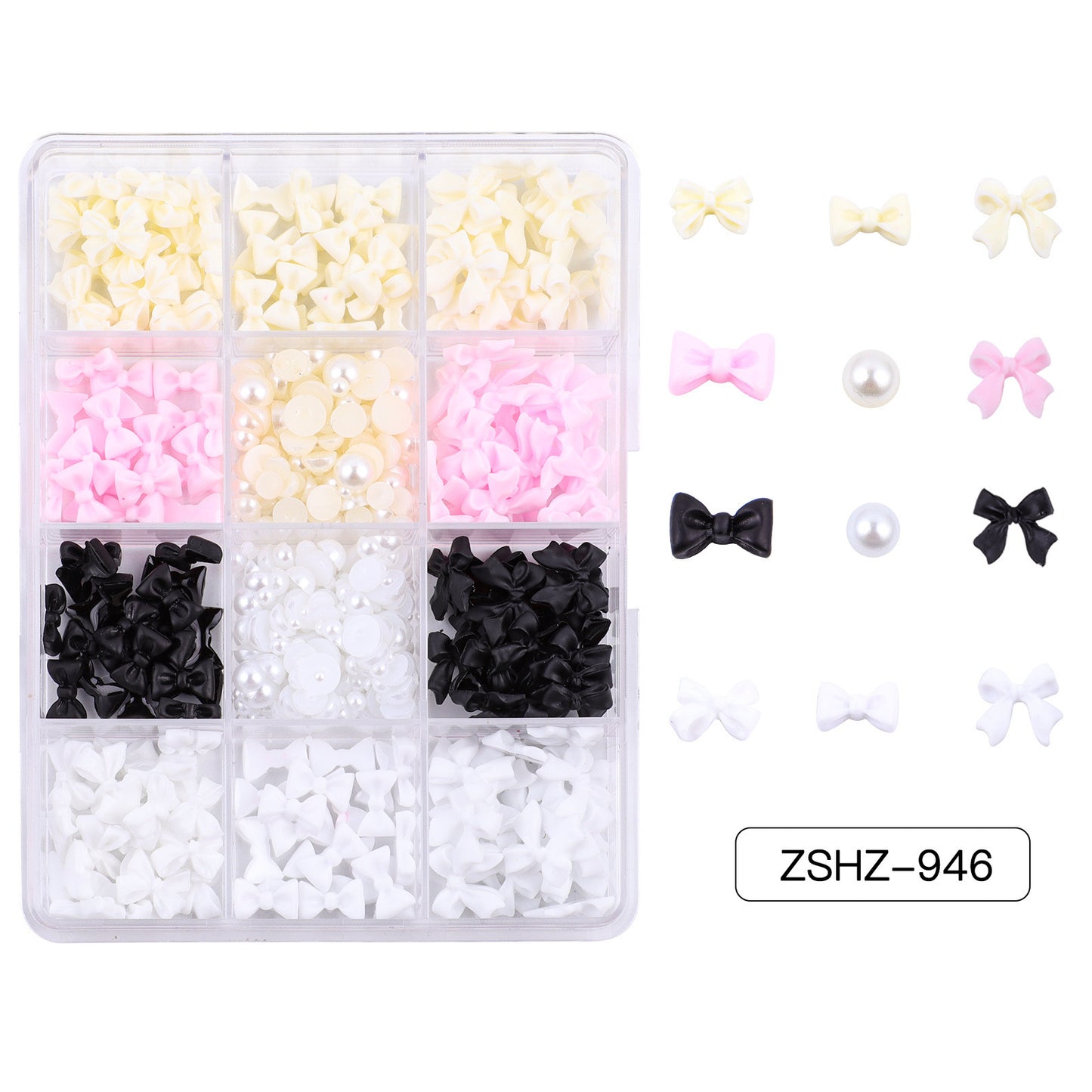 Ribbon Bow Tie Christmas Resin Bow Nail Ornament Mixed Set Box