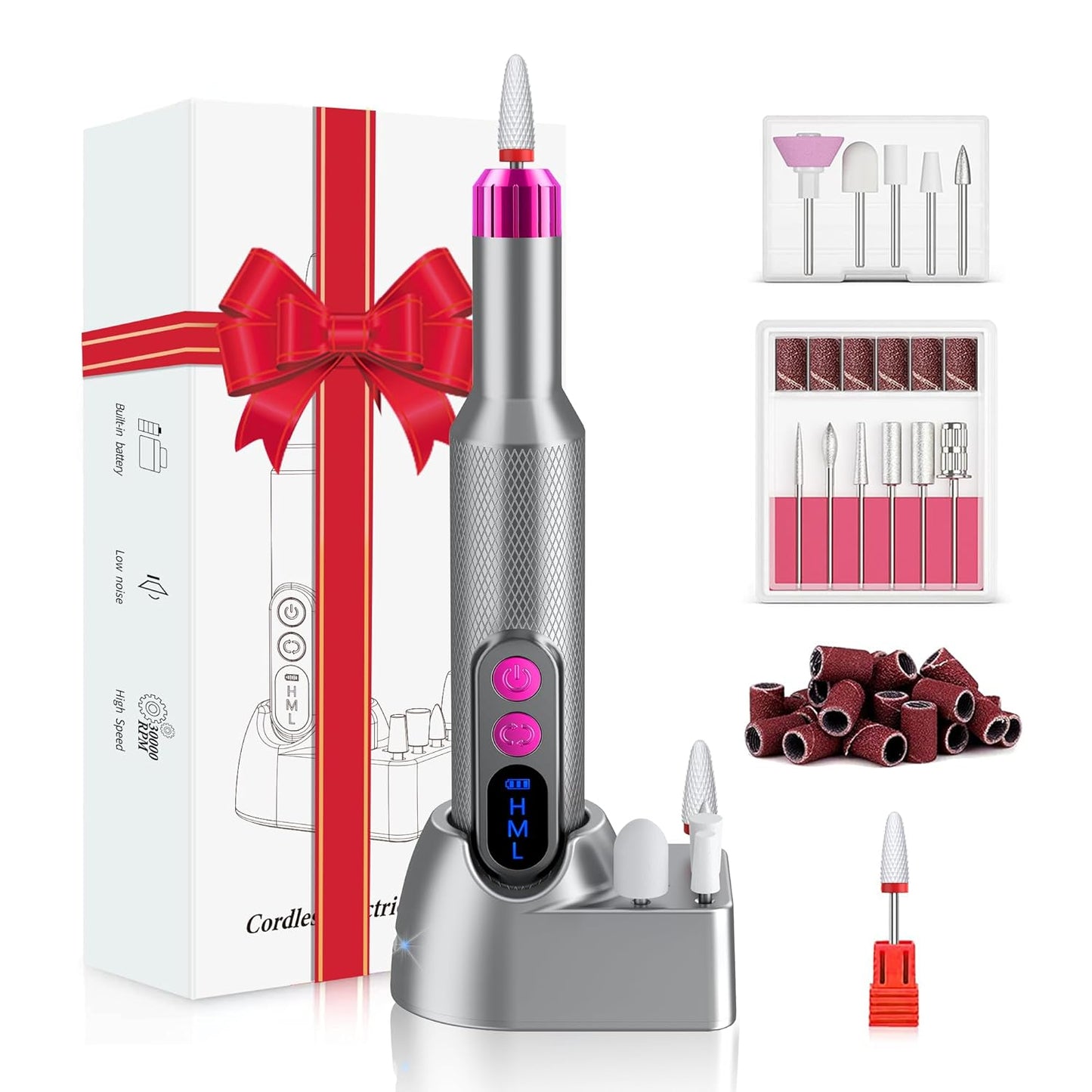 CANDYWHIP NAIL DRILL in PINK AND GREY~CORDLESS