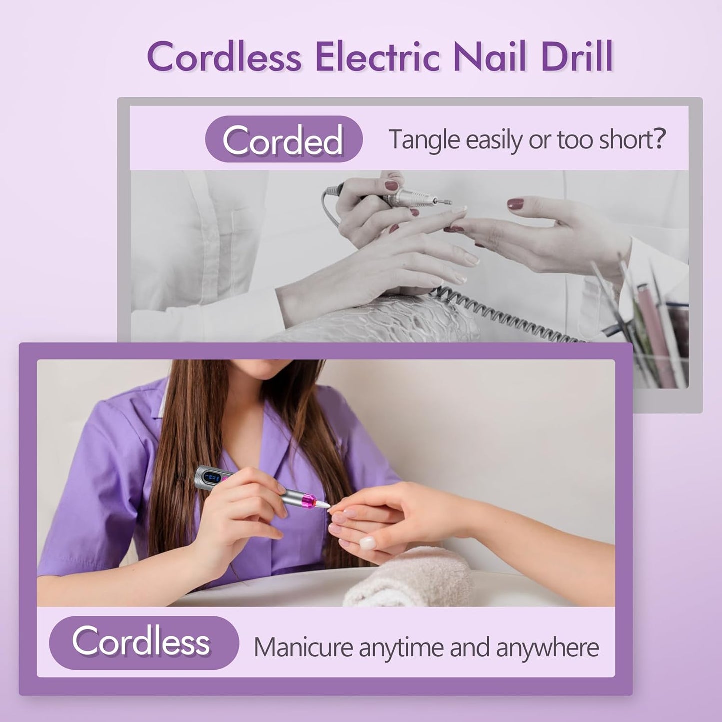 CANDYWHIP NAIL DRILL in PINK AND GREY~CORDLESS