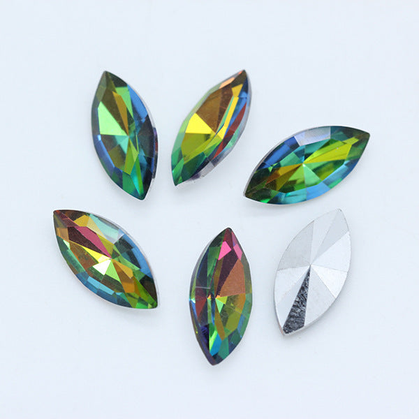 Horse Eye Crystal Pointed Glass Silver Bottom Loose Diamond