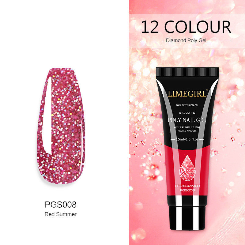 Beautiful, playful, summer colors- polygel, builder gel, Painless And Quick Extension Glitter gel for sculpting nails