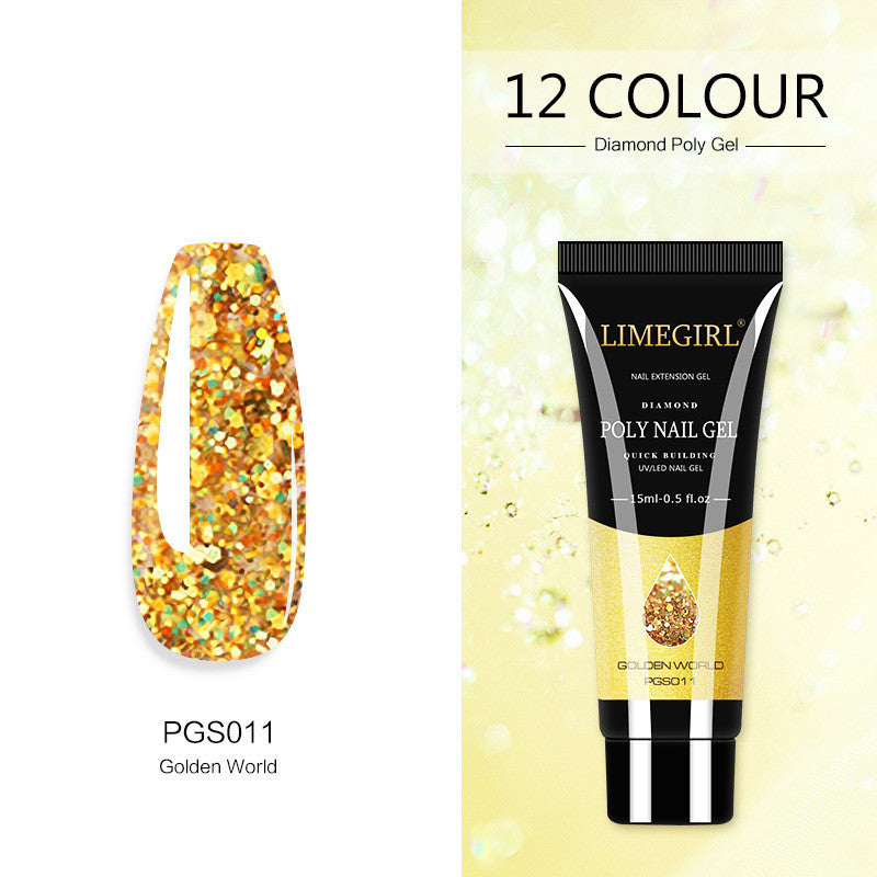 Beautiful, playful, summer colors- polygel, builder gel, Painless And Quick Extension Glitter gel for sculpting nails