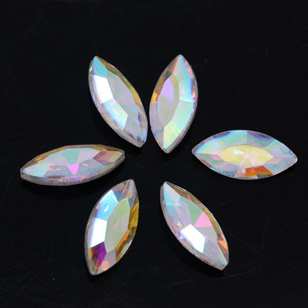 Horse Eye Crystal Pointed Glass Silver Bottom Loose Diamond