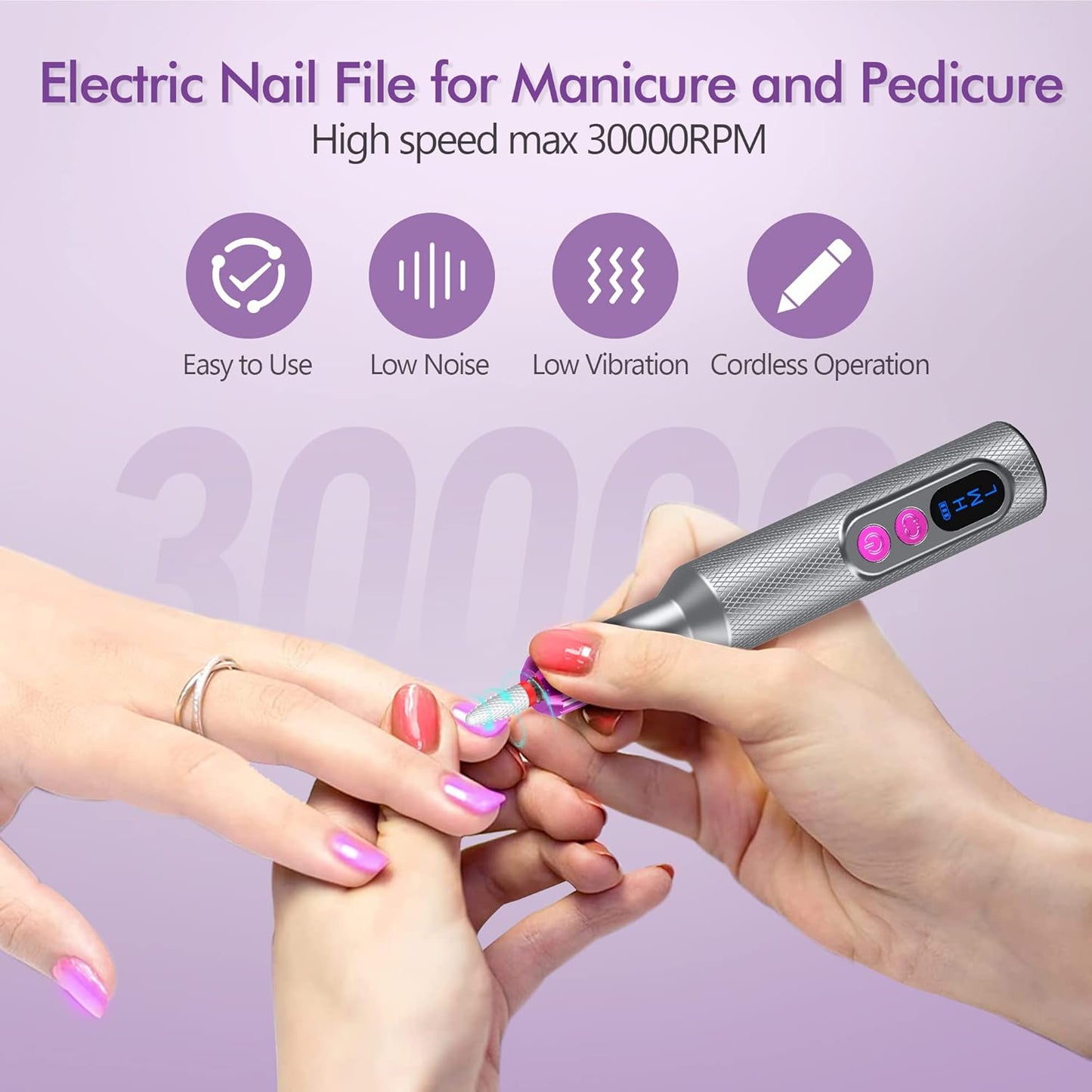 CANDYWHIP NAIL DRILL in PINK AND GREY~CORDLESS