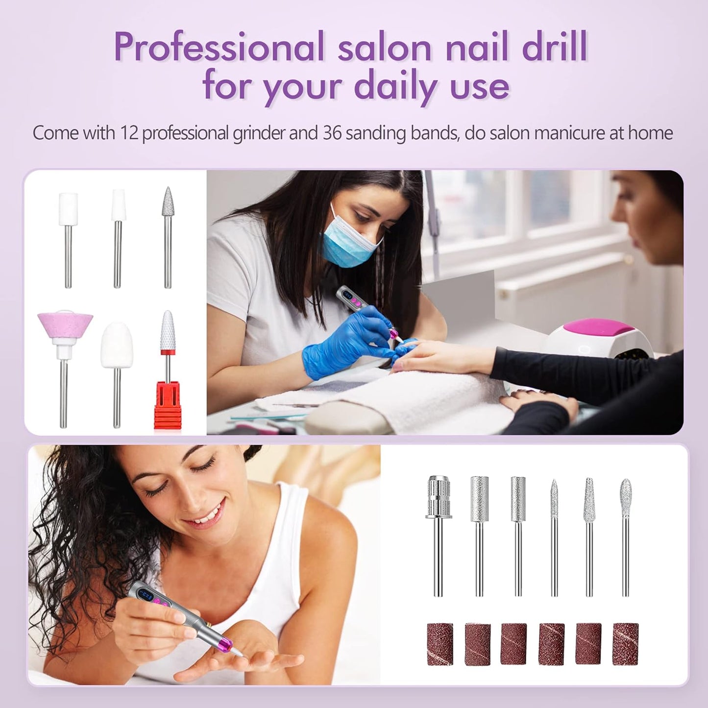 CANDYWHIP NAIL DRILL in PINK AND GREY~CORDLESS