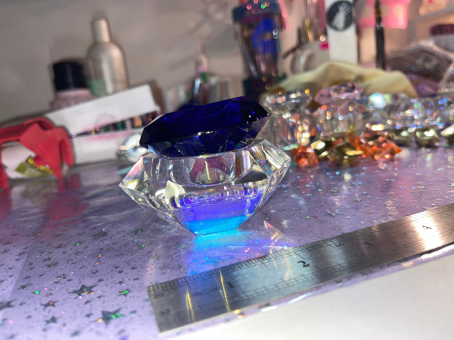 Large 3 inch halographic Monomer Dappen Dish with crystal lid