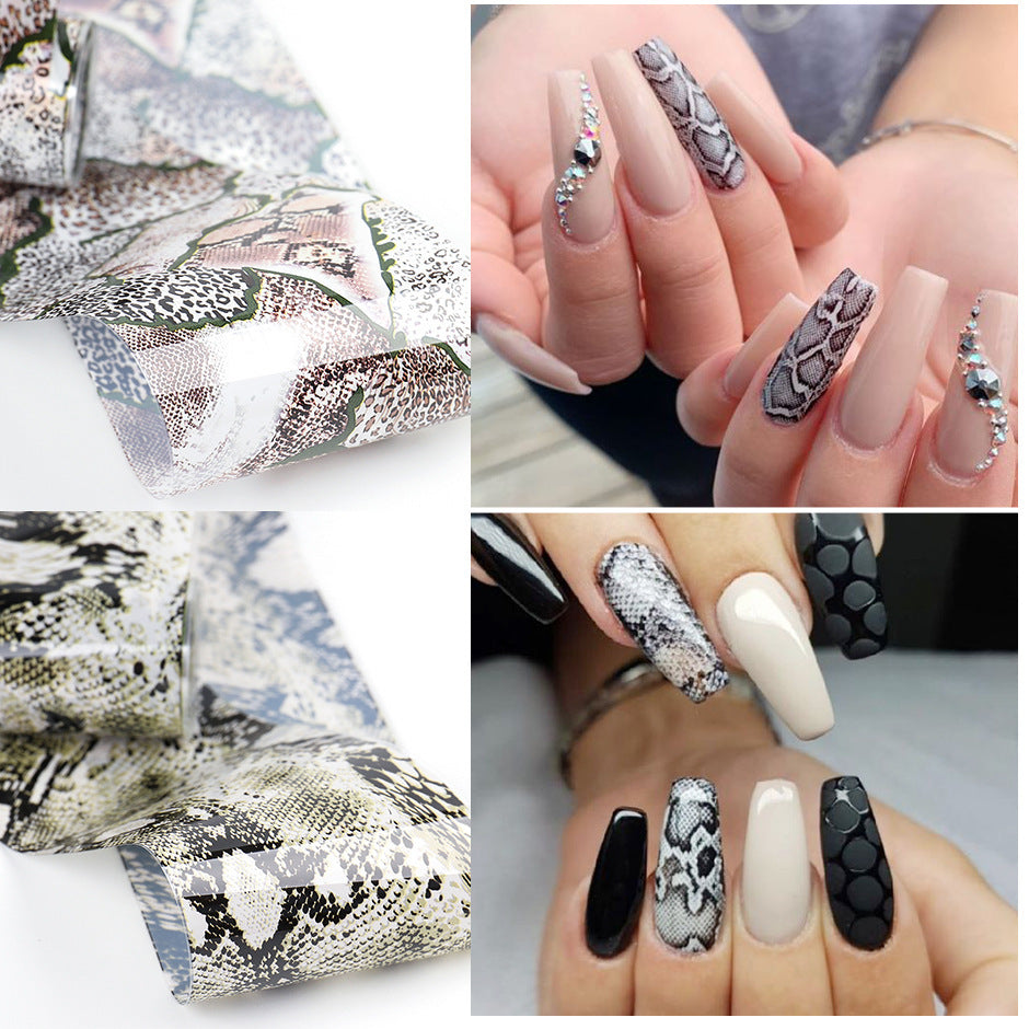 10 pack Nail Art Foils-Animal print, leopard, cheetah, snake, reptile print, Transfer Paper Laser Paper
