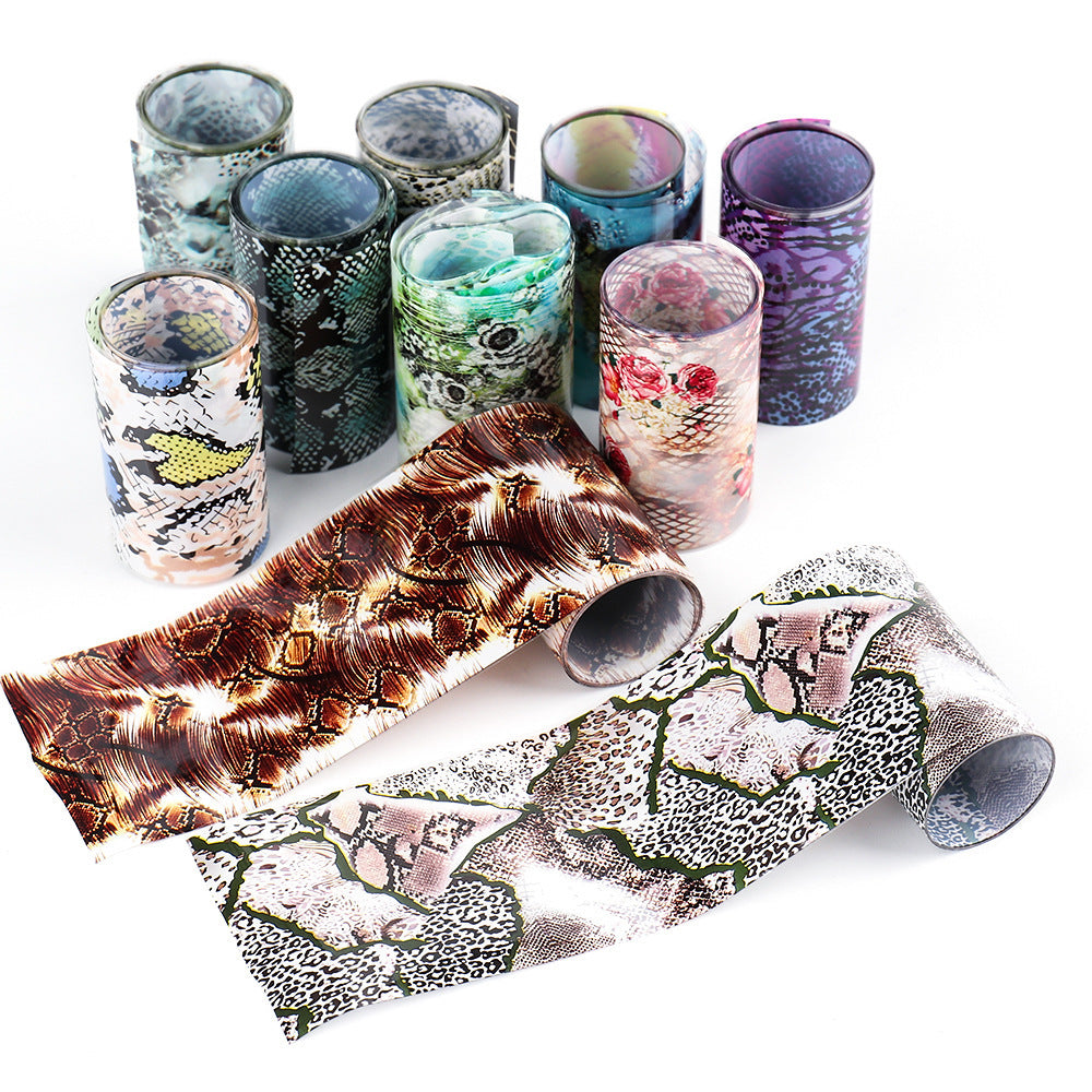 10 pack Nail Art Foils-Animal print, leopard, cheetah, snake, reptile print, Transfer Paper Laser Paper