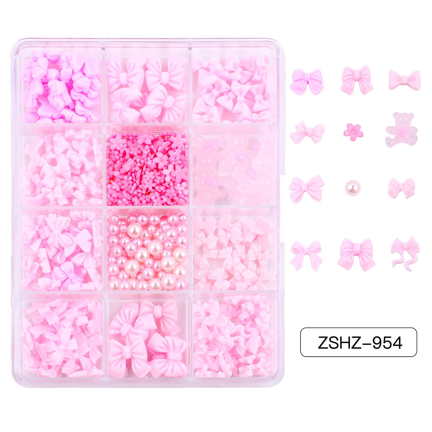 Ribbon Bow Tie Christmas Resin Bow Nail Ornament Mixed Set Box